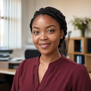 Ayanda Maseko in a professional office setting